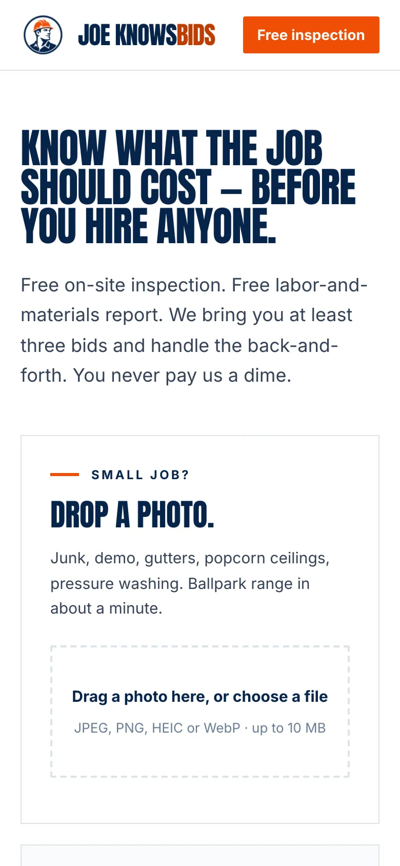 The same page on a phone.