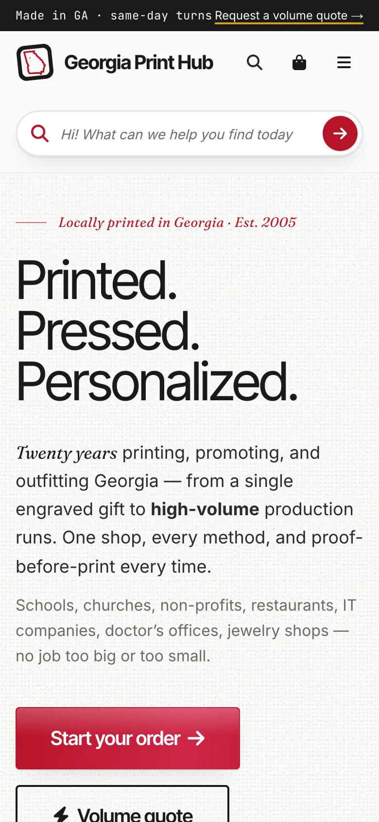 The same page on a phone.